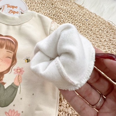 Conj. Blusa Manga Longa Garotinha Alecrim e Calça Legging de Camurça - Areia e Verde Oliva 